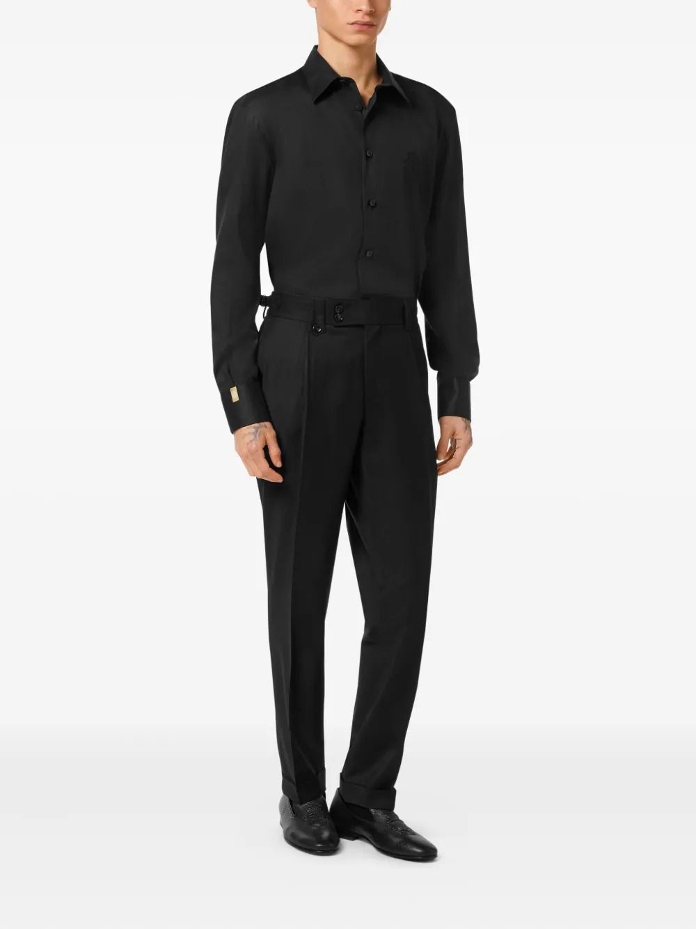 Billionaire logo-embroidered shirt Zwart