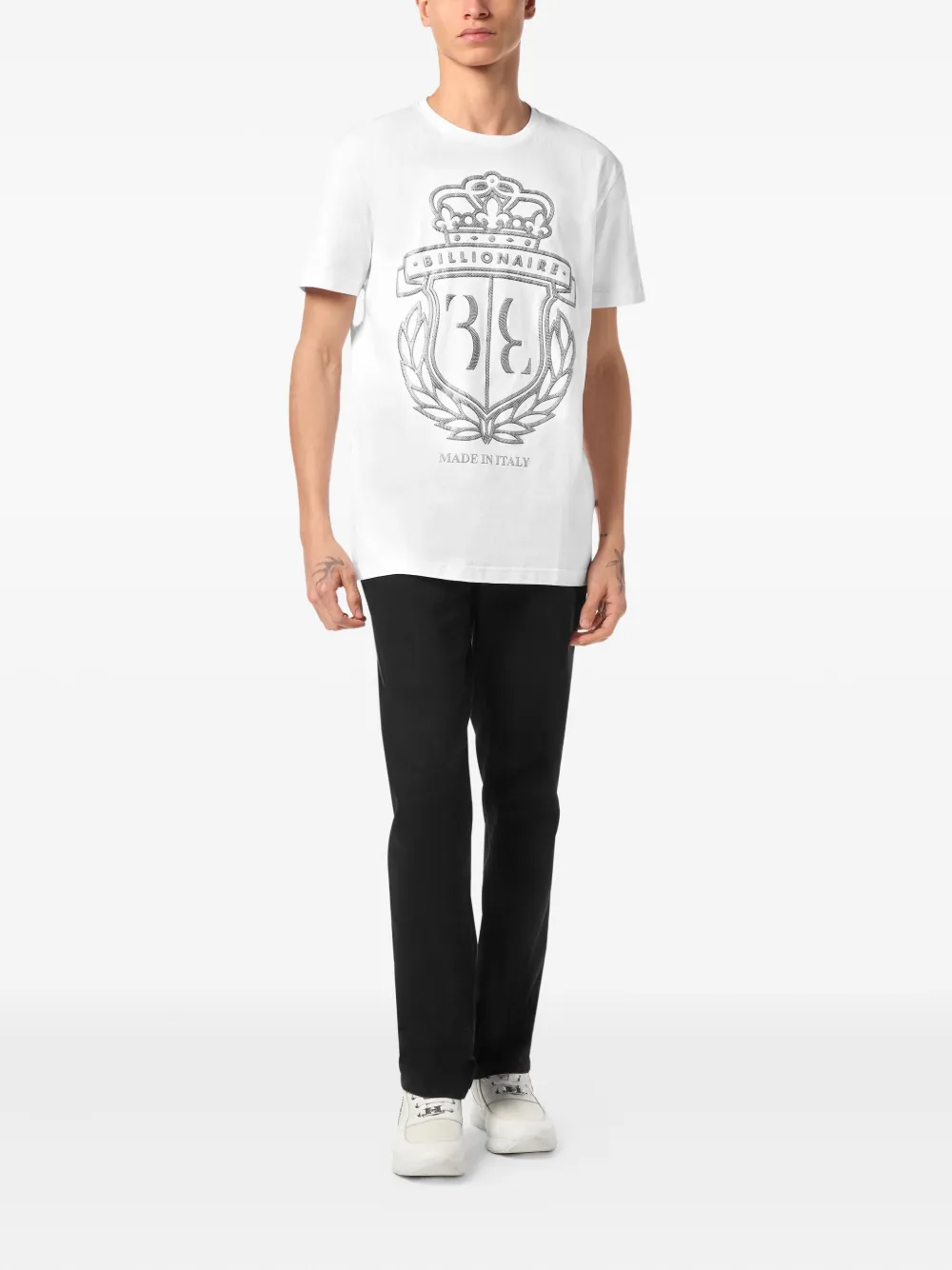 Billionaire Crest T-shirt met ronde hals - Wit