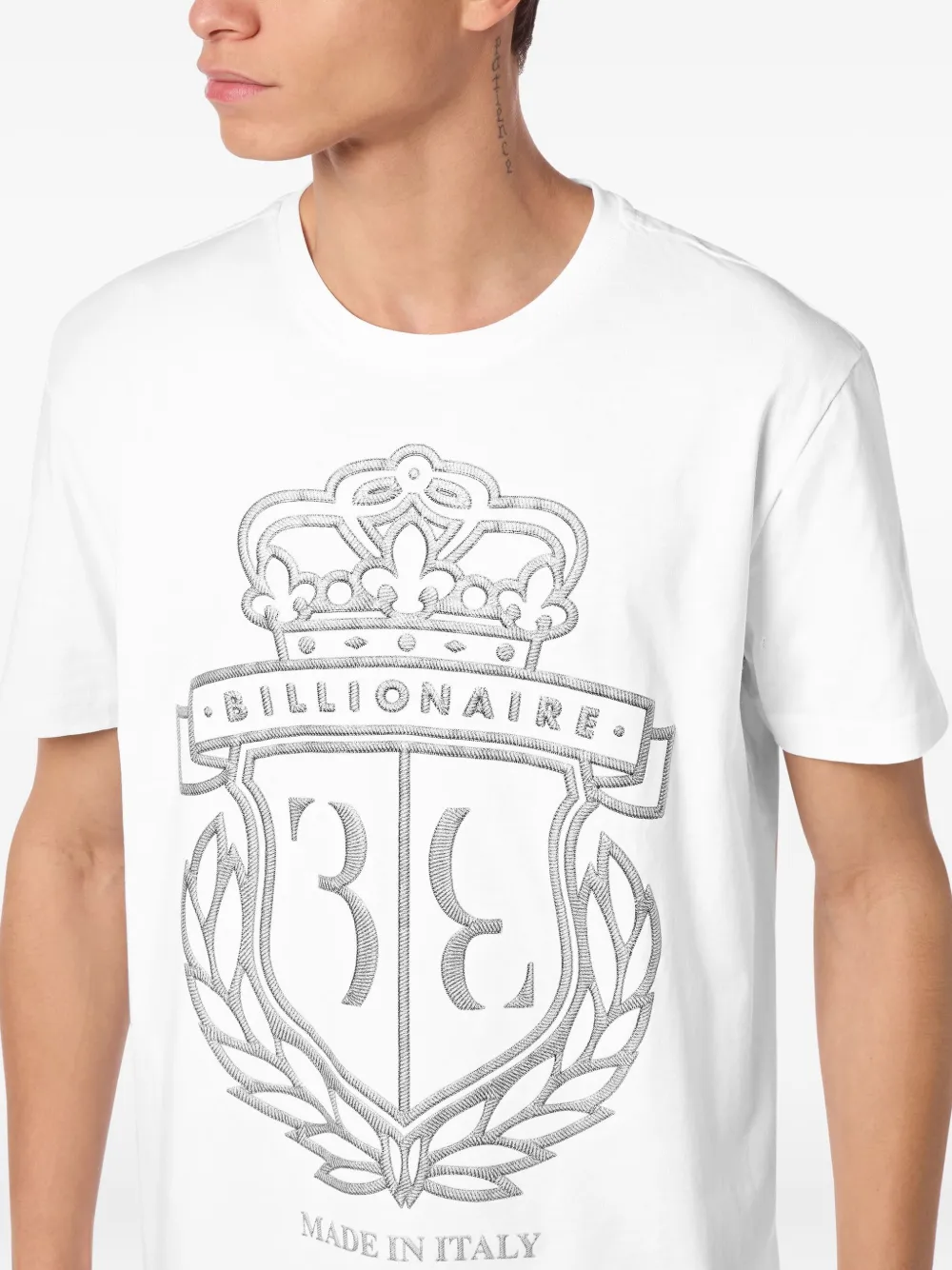 Billionaire Crest T-shirt met ronde hals Wit