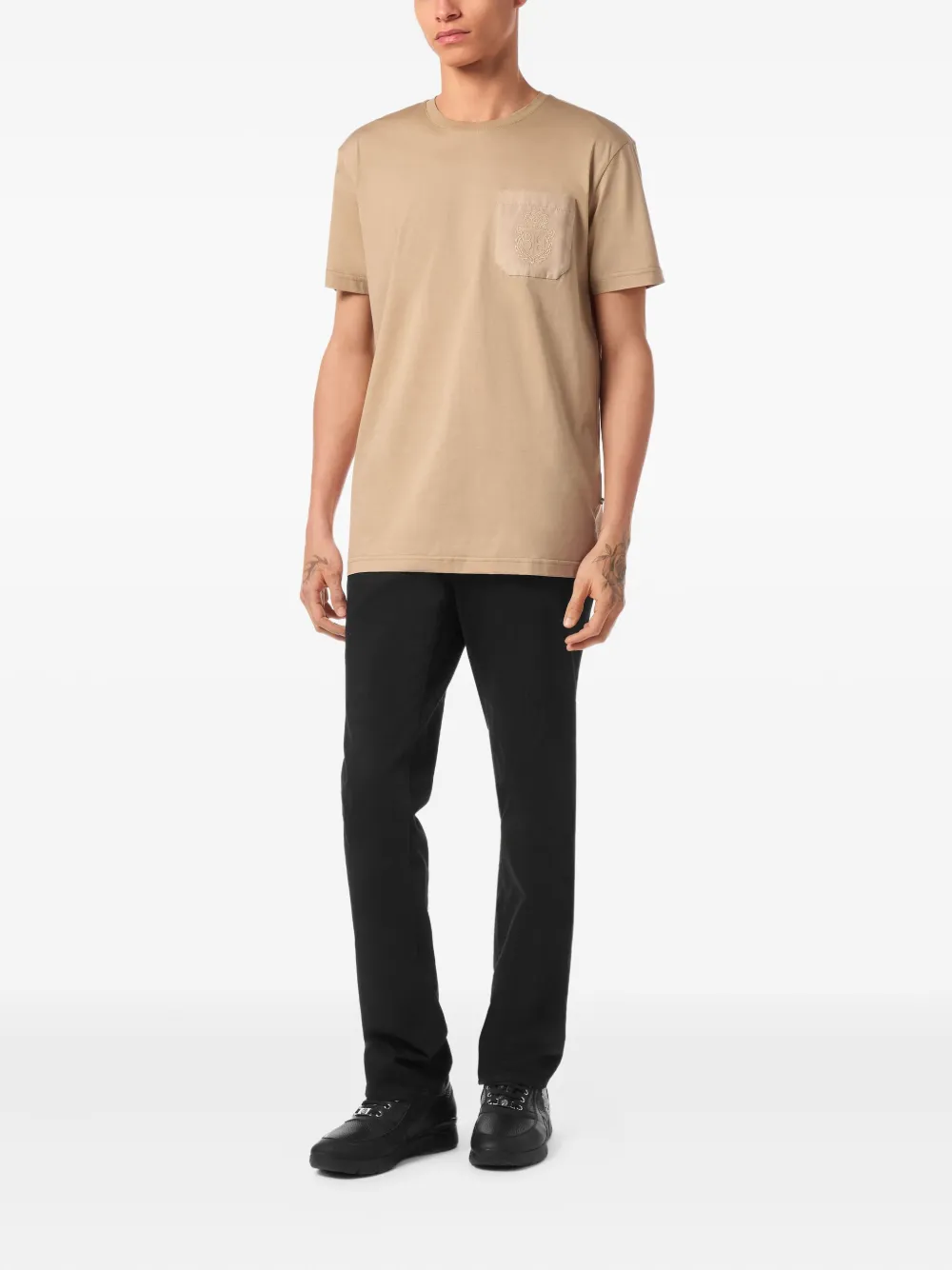 Billionaire Crest round-neck T-shirt Beige