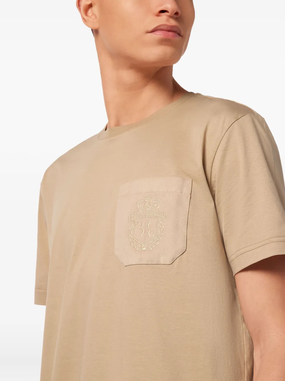 Billionaire Crest round-neck T-shirt Beige