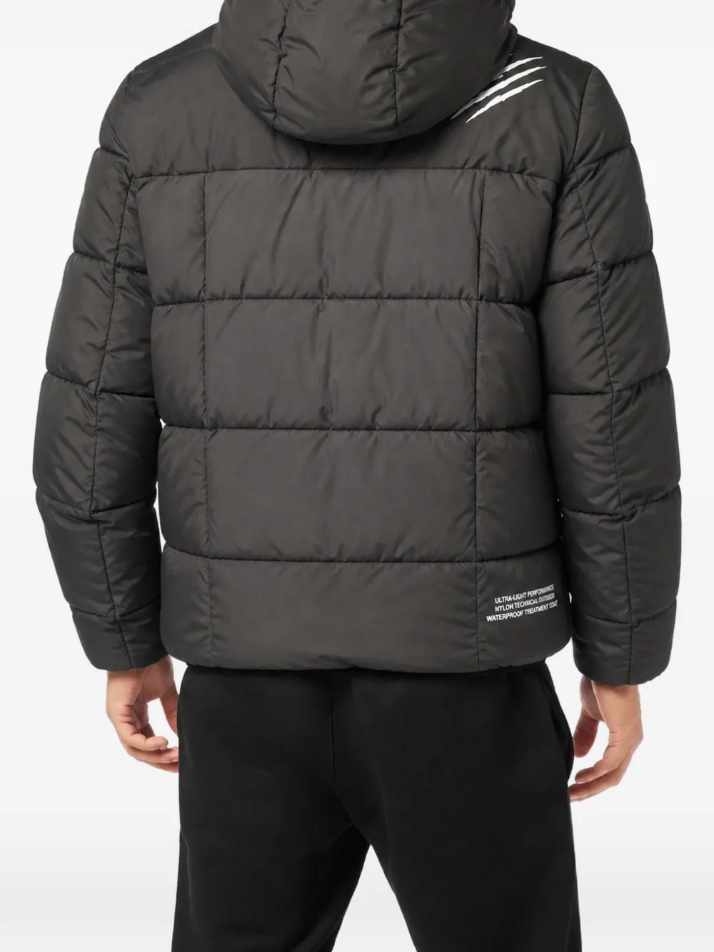 Plein Sport Thunder hooded puffer jacket Zwart