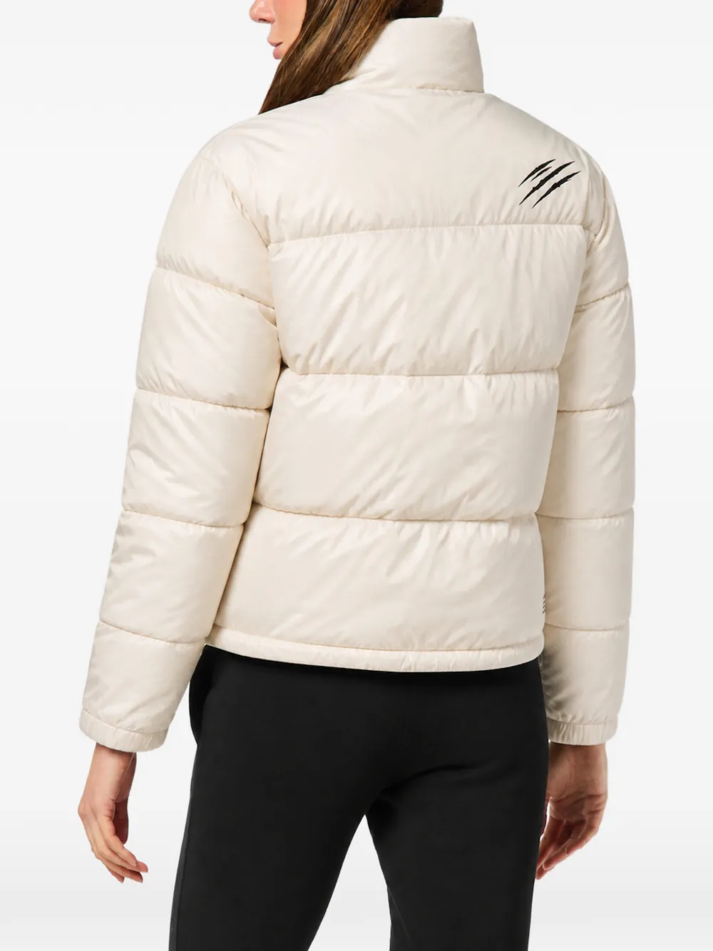 Plein Sport Helsinki logo-patch puffer jacket Beige