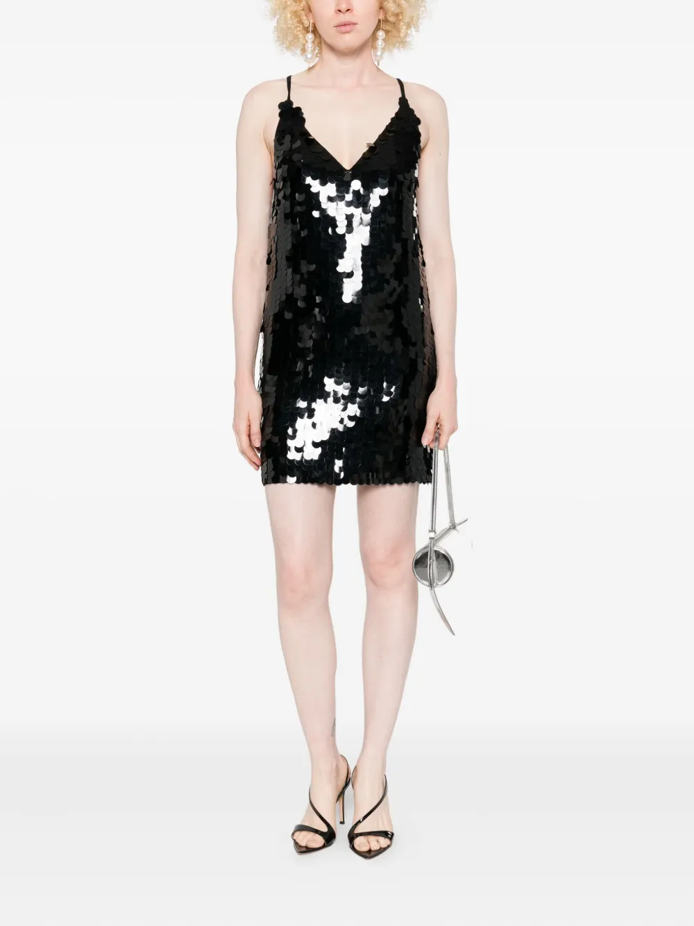 P.A.R.O.S.H. sequin spaghetti-strap dress Zwart