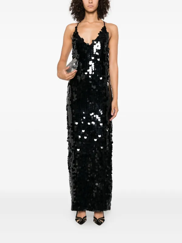 parosh sequin dress P.A.R.O.S.H. Sequin spaghetti-strap Dress | Black