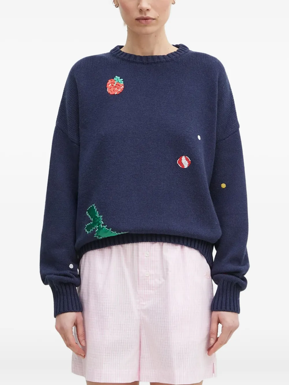 Fiorucci Dinosaur Knit Sweater In Blue