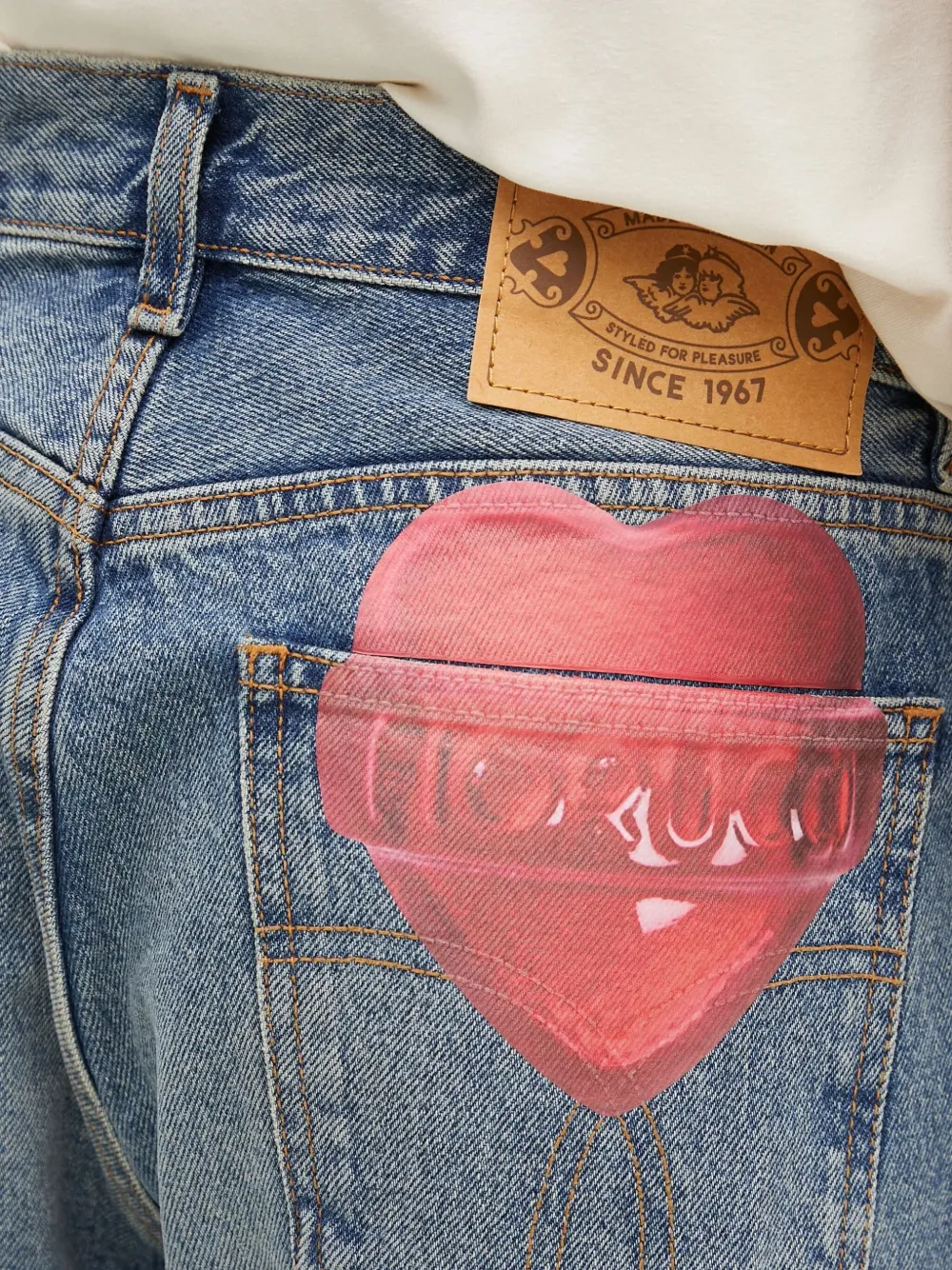 Fiorucci Jeans met grafisch hart Blauw