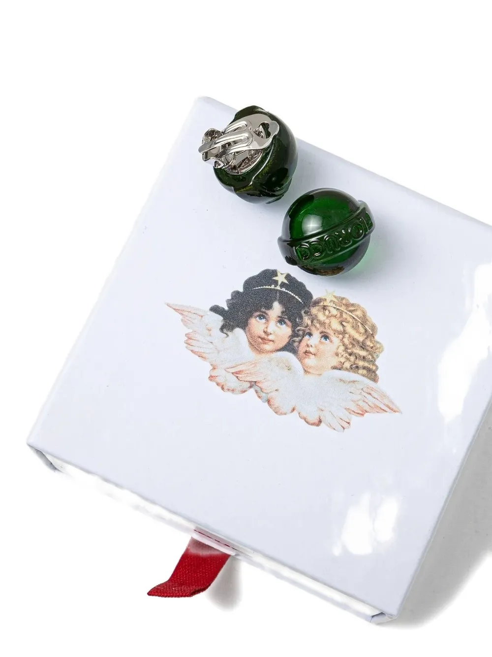 Fiorucci Engraved-sphere Earrings In Green