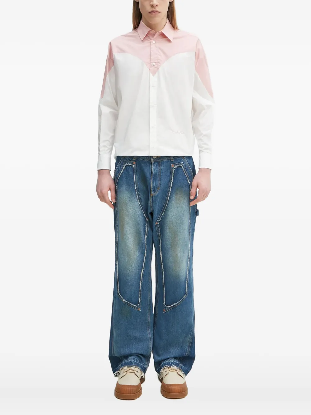 Fiorucci Two-tone Panelled Shirt In White