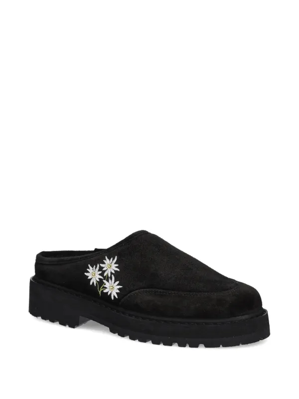 Diemme Maggiore Stella Embroidered Platform Mules | Black