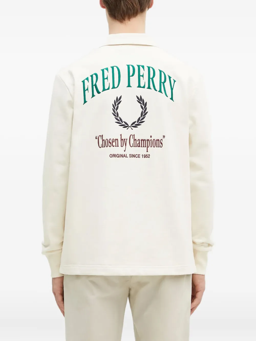 Fred Perry Poloshirt met geborduurde zak en lange mouwen Wit