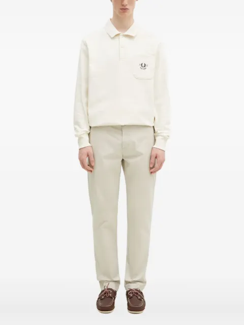 Fred Perry embroidered-pocket long-sleeve polo shirt