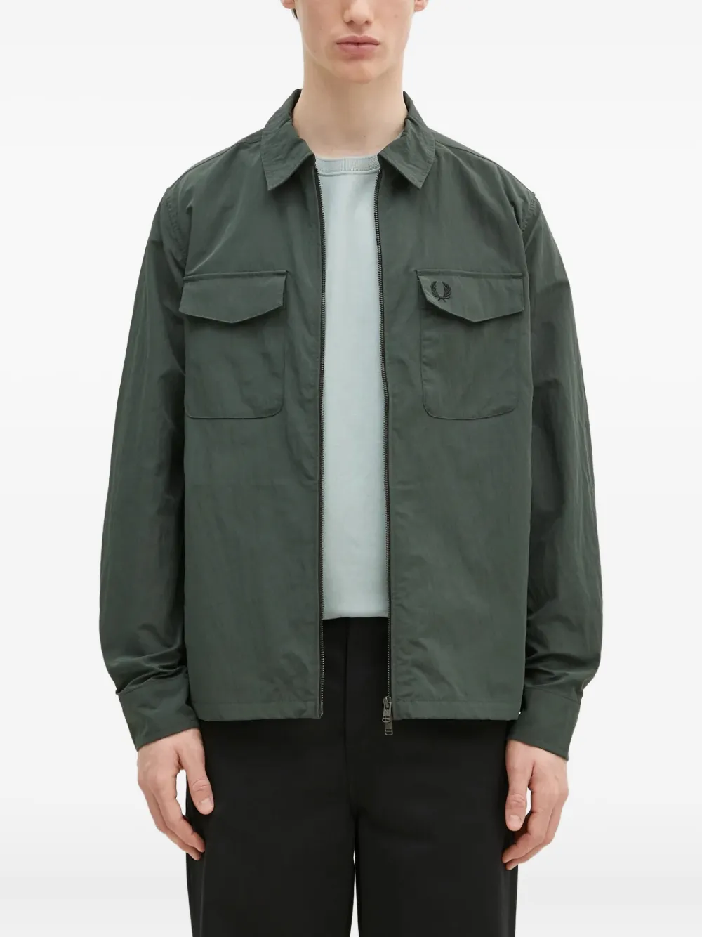 Fred Perry zip-front shirt jacket | Green | Image 1