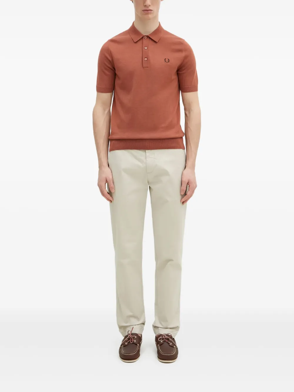 Fred Perry short-sleeve logo-embroidered polo shirt | Orange | Image 1
