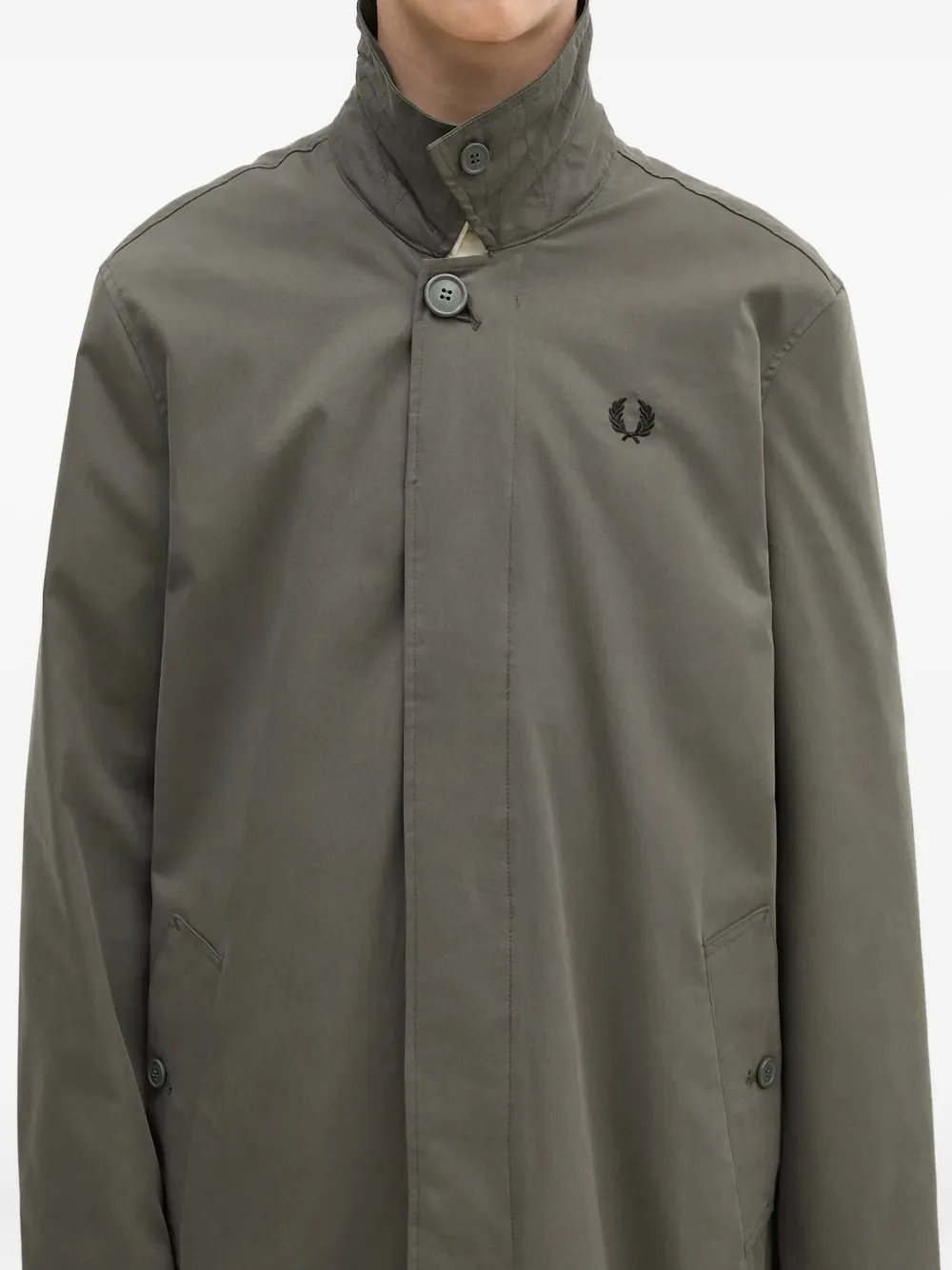 Fred Perry laurel-embroidered coat Groen