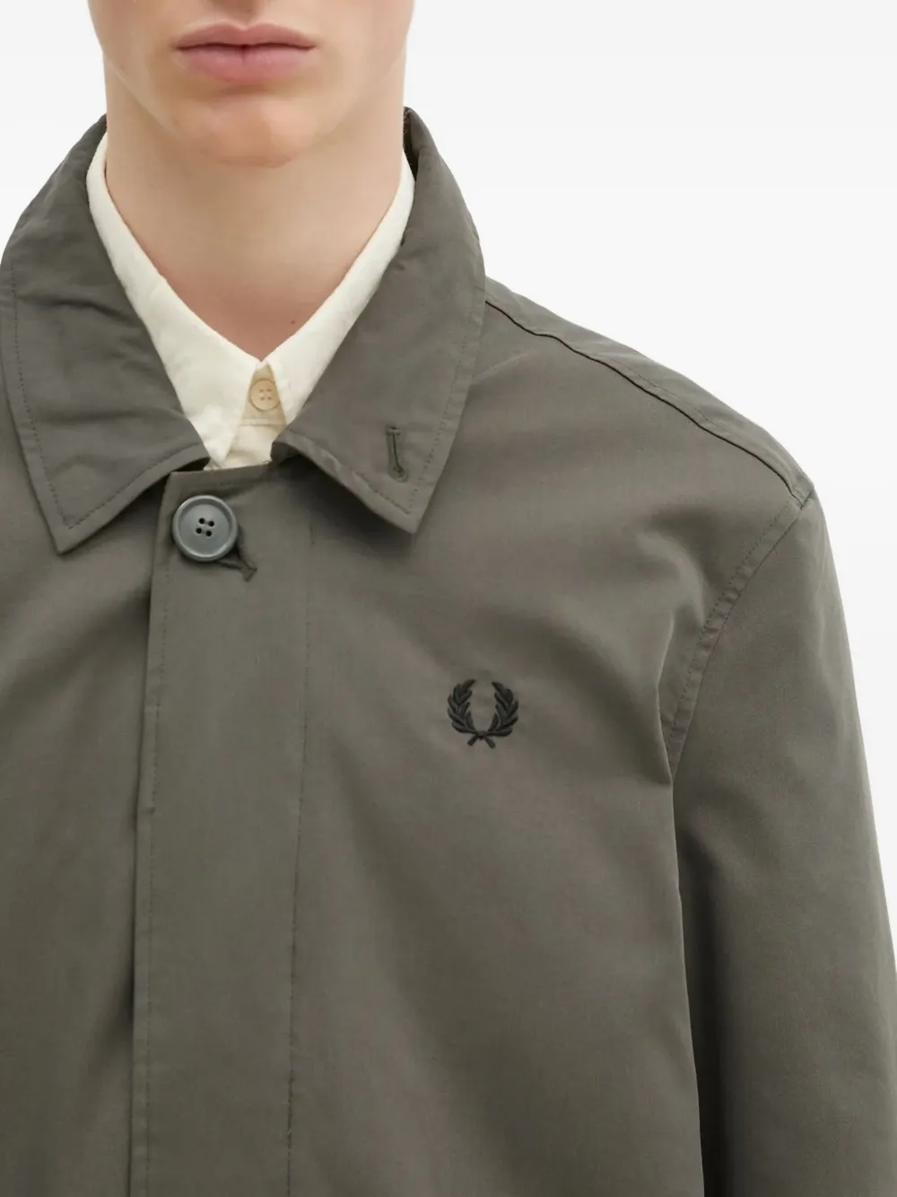 Fred Perry laurel-embroidered coat Groen