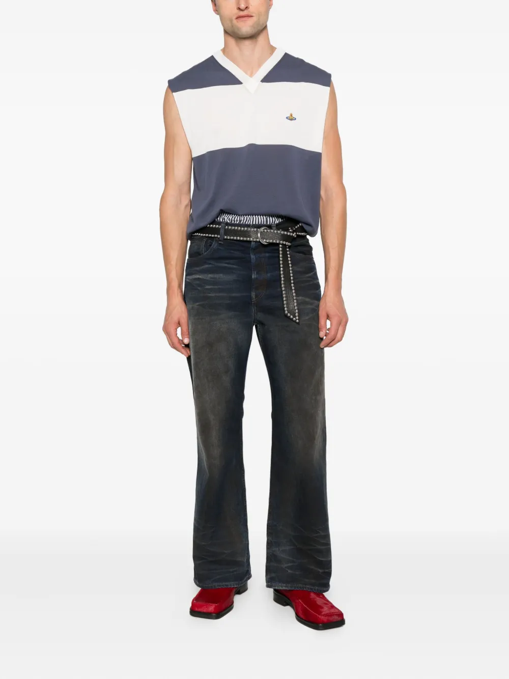 Vivienne Westwood V-neck striped vest Blauw