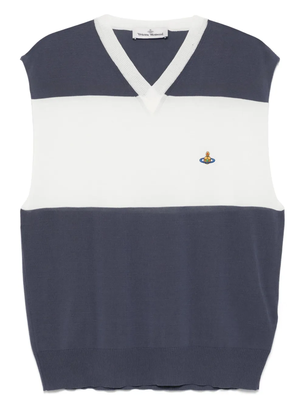 Vivienne Westwood V-neck striped vest Blauw