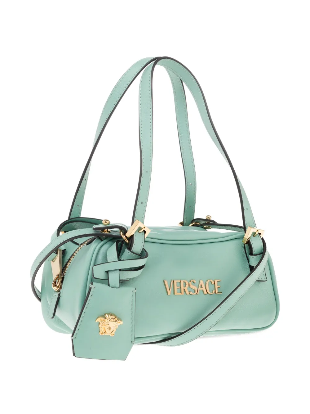 Versace Tag leren mini-schoudertas Groen