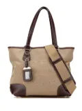Prada Pre-Owned 2013-2025 Leather Trimmed Canvas Canapa Logo satchel - Brown