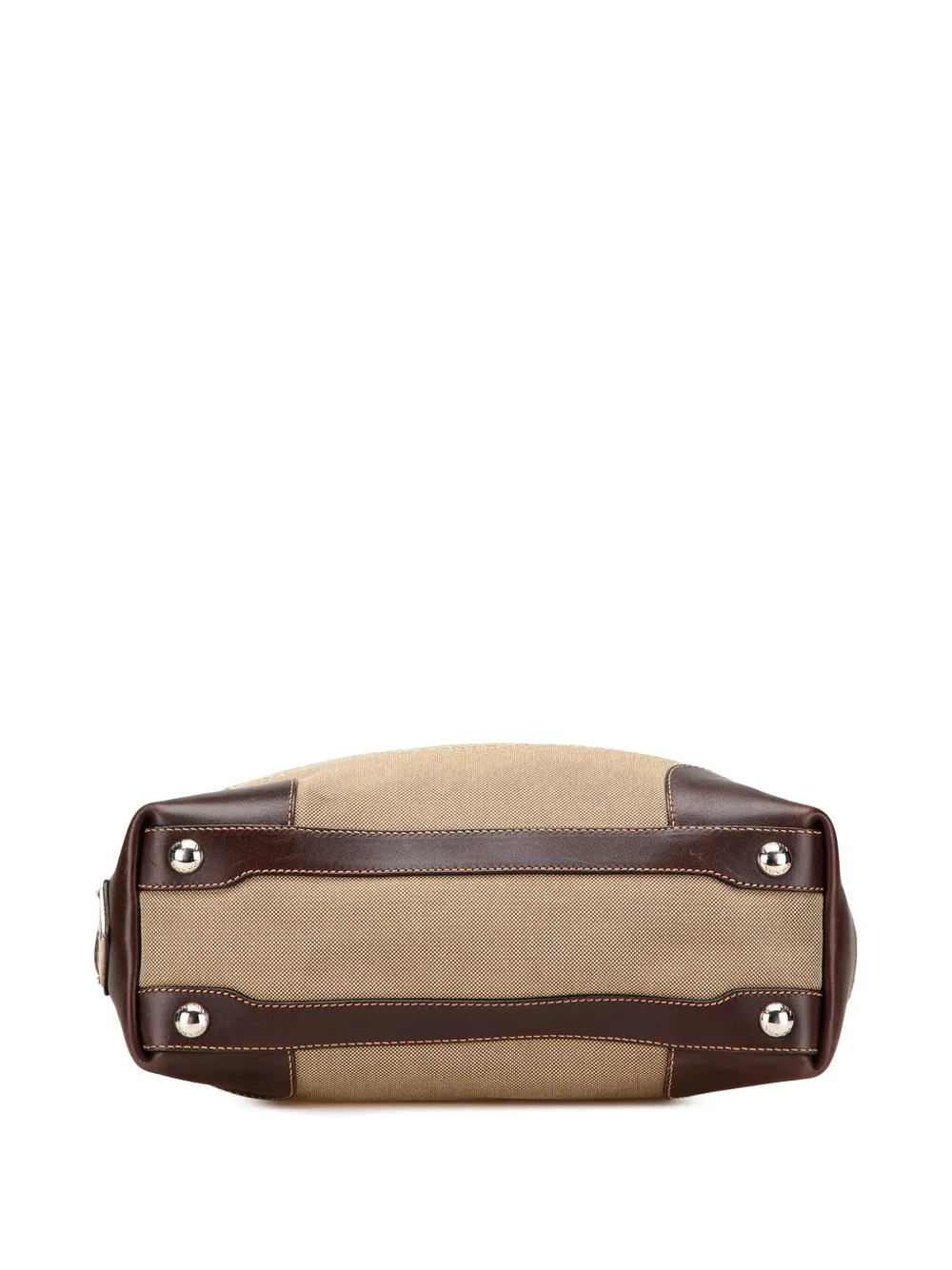 Pre-owned Prada 2013-2025 Leather Trimmed Canvas Canapa Logo Satchel