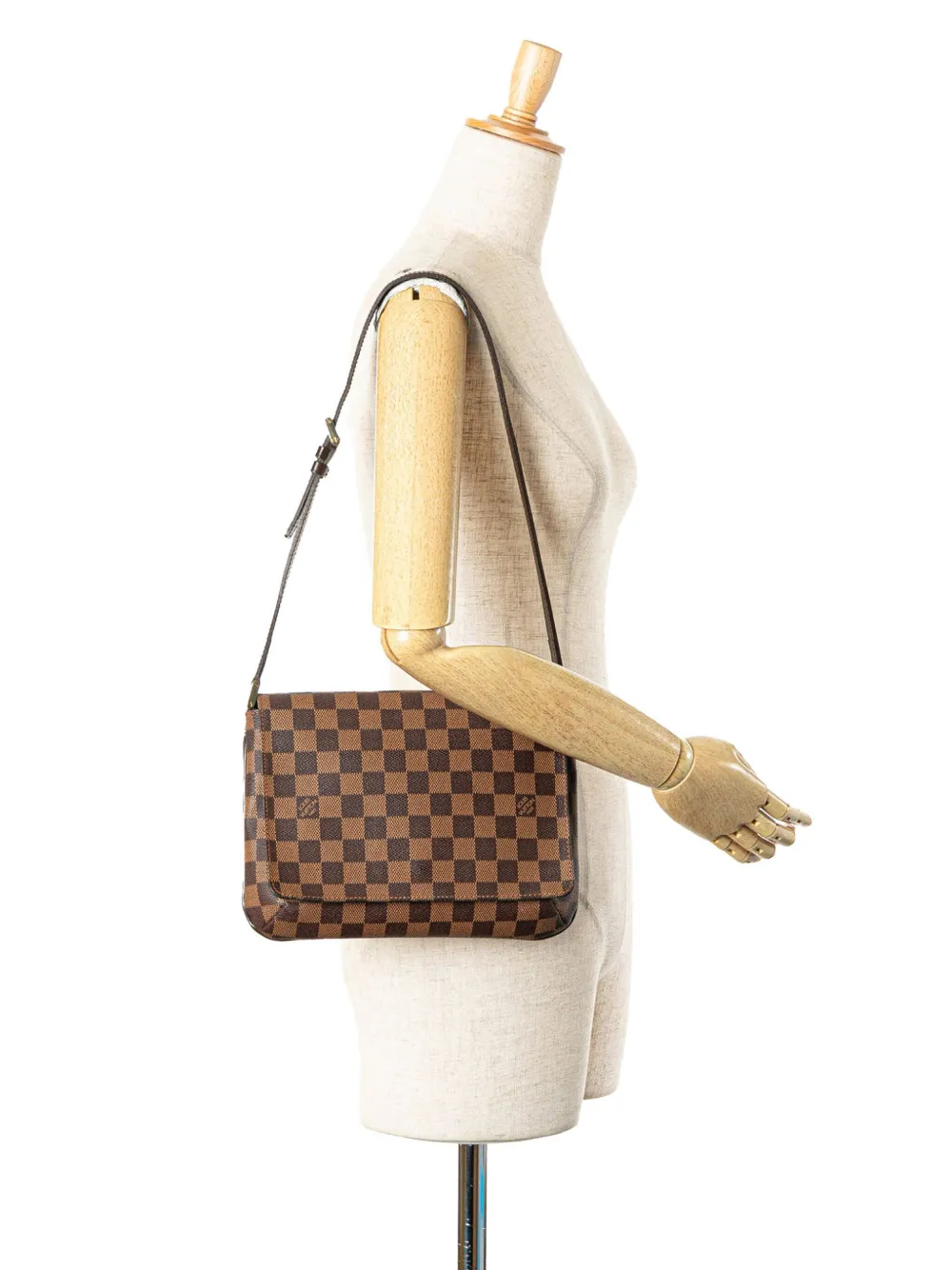 Pre-owned Louis Vuitton 2002 Damier Ebene Musette Tango Short Strap Shoulder Bag