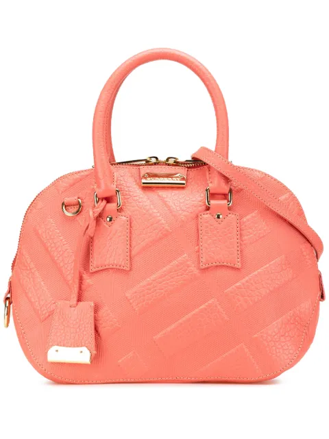 Burberry Pre-Owned bolsa satchel Heritage Grain Check Embossed Orchard Bowling Bag 2000-2017