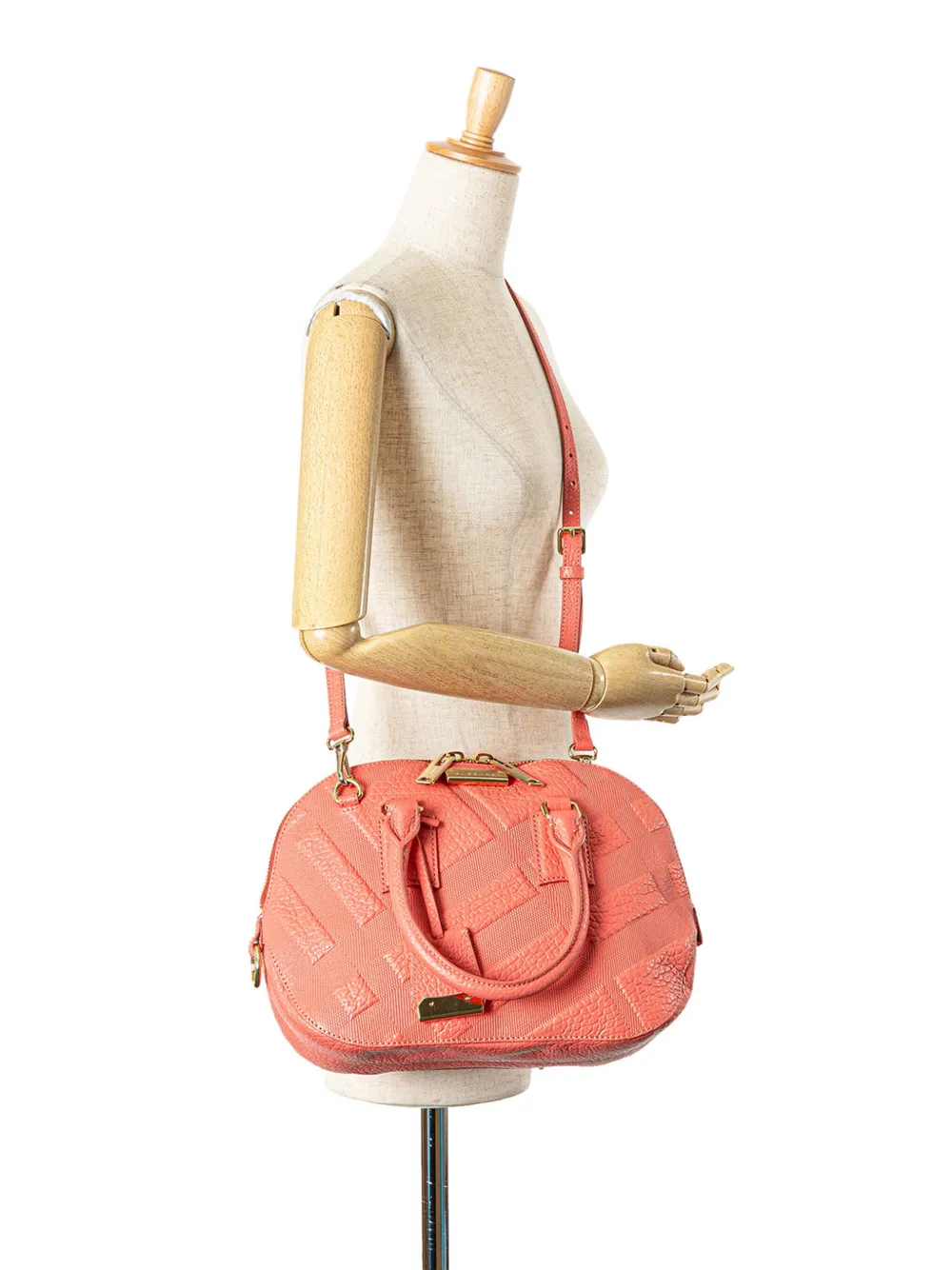 Burberry Pre-Owned 2000-2017 Small Heritage Grain Check Embossed Orchard Bowling Bag satchel | Pre-Owned | Image 2