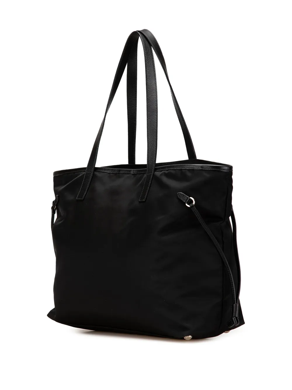 Pre-owned Prada 2013-2024 Tessuto Saffiano Trimmed Open Convertible Tote Satchel