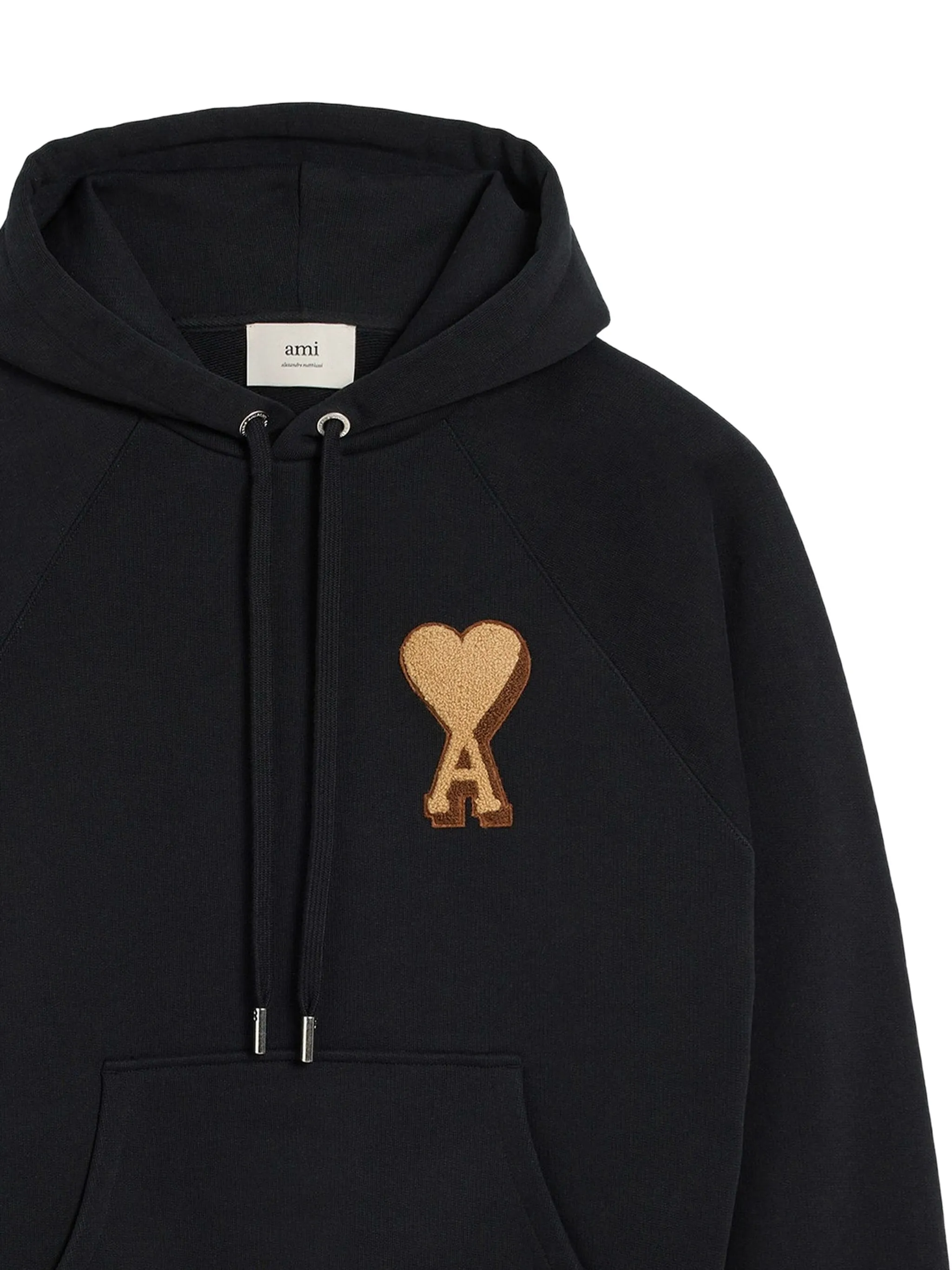 Ami Paris Logo-Embroidered Hoodie Black