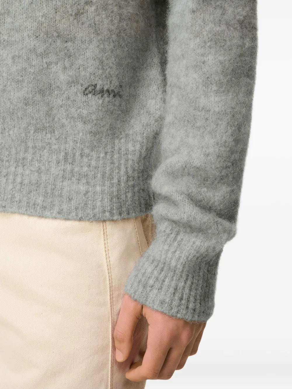 AMI Paris Poloshirt met geborduurd logo Grijs