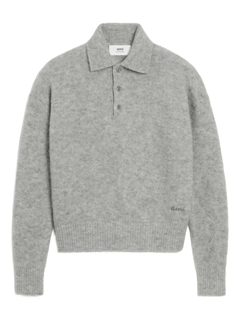 AMI Paris Poloshirt met geborduurd logo Grijs