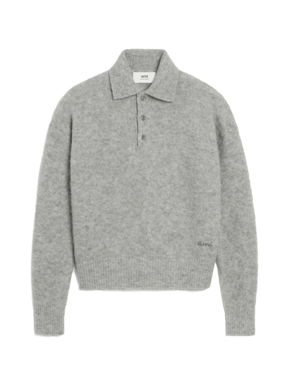 AMI Paris Polo con logo ricamato - Grigio