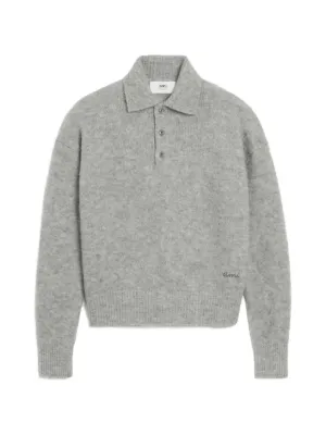 AMI PARIS グレーポロシャツ Ami De Coeur ポロシャツ ヘザーアッシュグレー | AMI PARIS