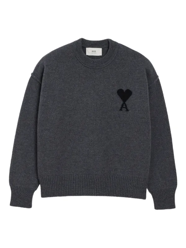 Ami Paris AMI DE COEUR クルーネックセーター AMI Paris Ami De Coeur クルーネックセーター | グレー | FARFETCH JP