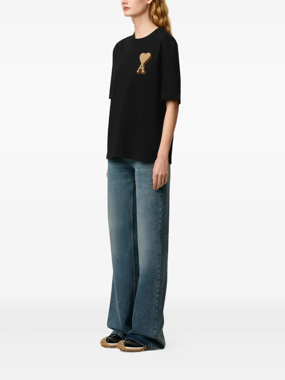 AMI Paris T-shirt met logo Zwart