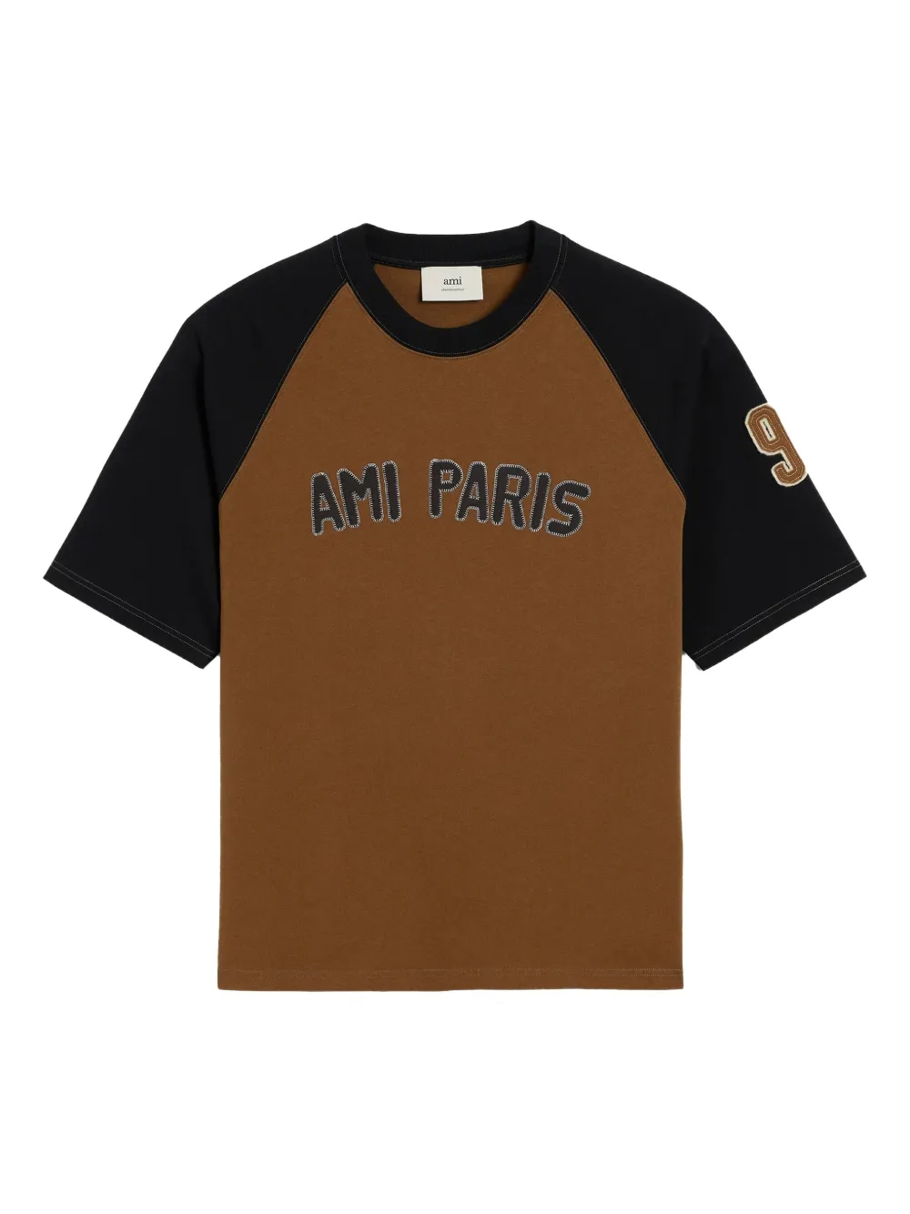 AMI Paris T-shirt met geborduurd logo Bruin
