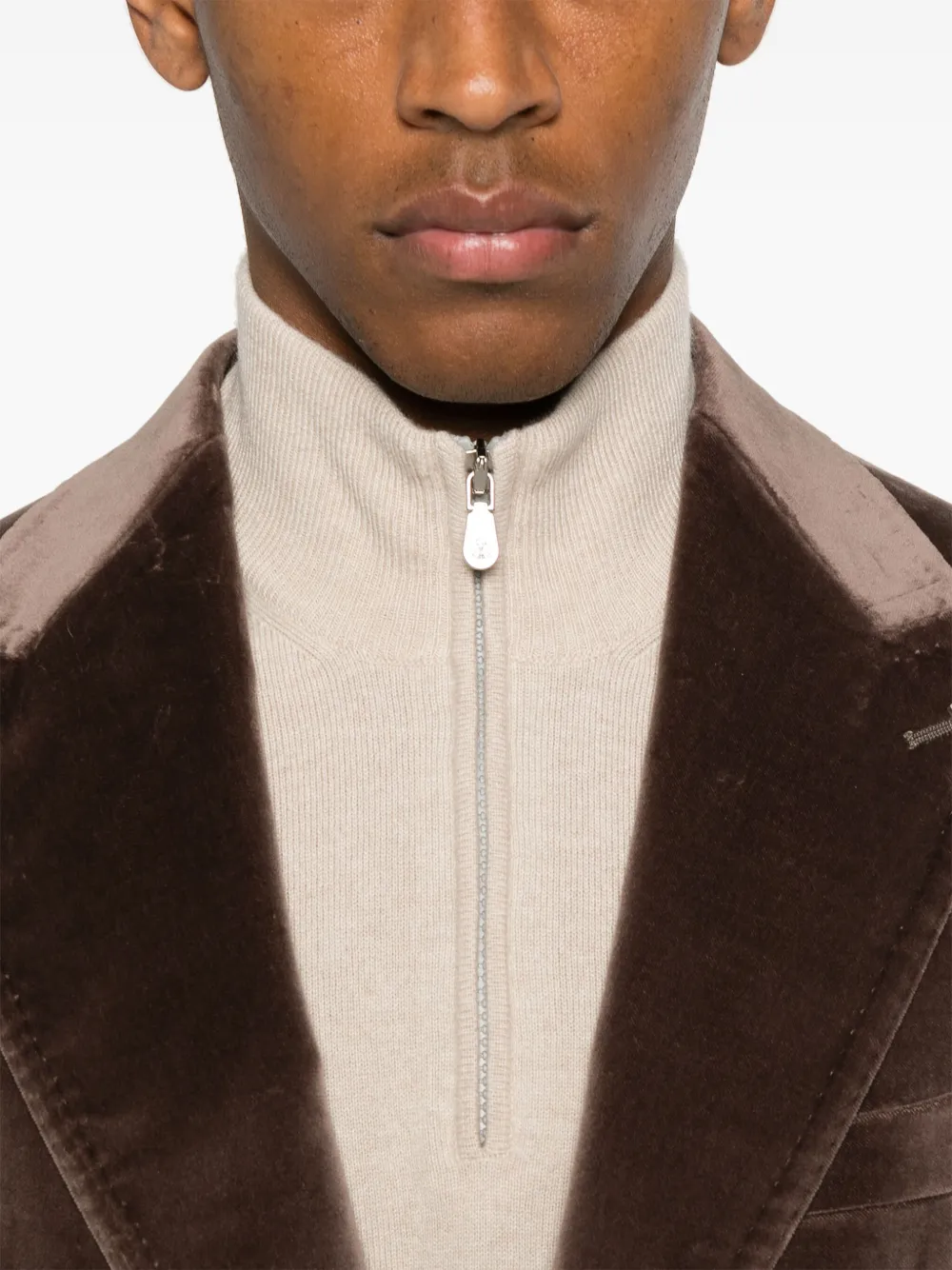 Tagliatore Fluwelen blazer met enkele rij knopen Bruin