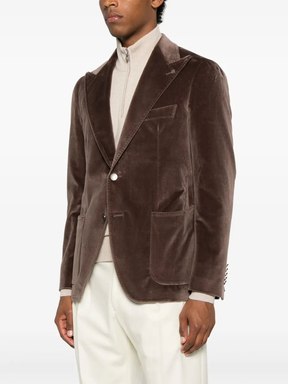 Tagliatore Fluwelen blazer met enkele rij knopen Bruin