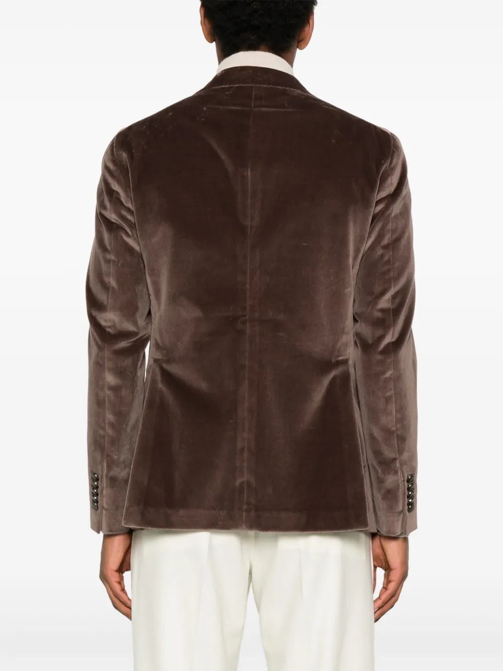 Tagliatore Fluwelen blazer met enkele rij knopen Bruin