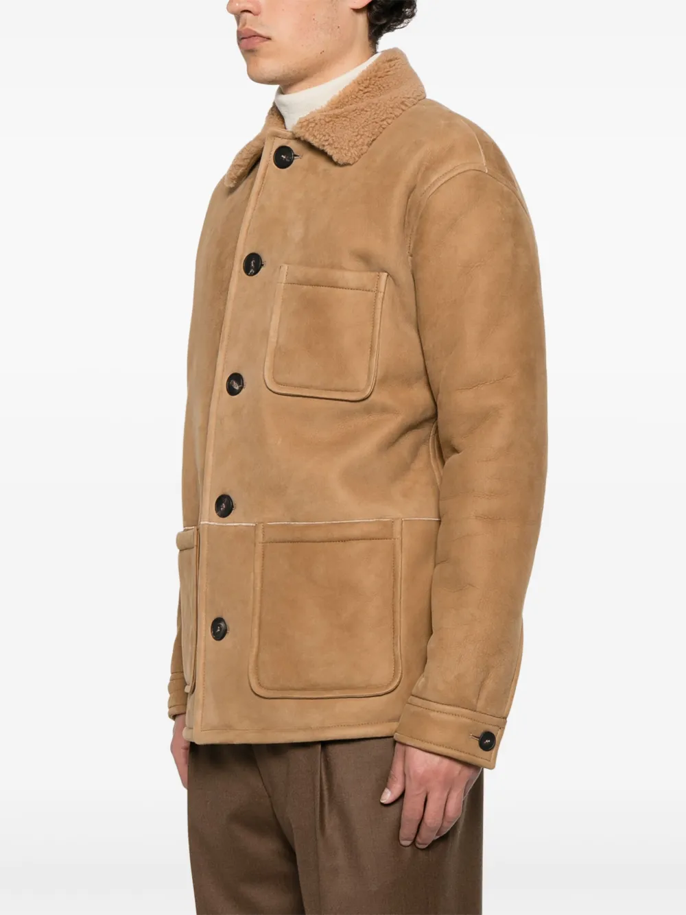 Tagliatore Jack met lammy kraag Beige