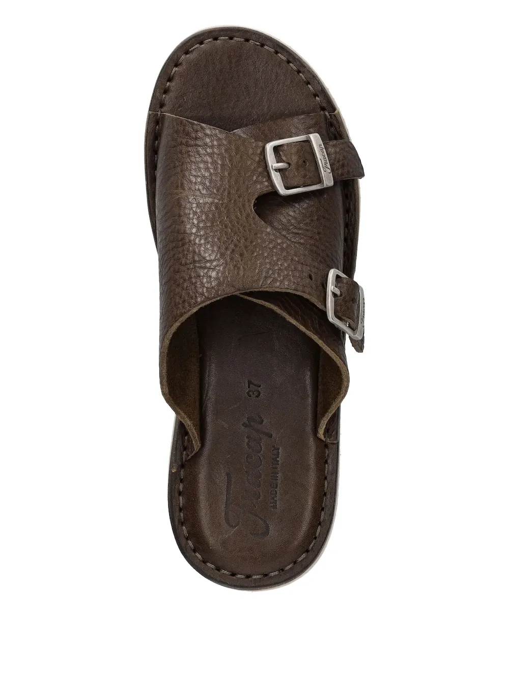 Fracap double-buckle leather sandals Brown