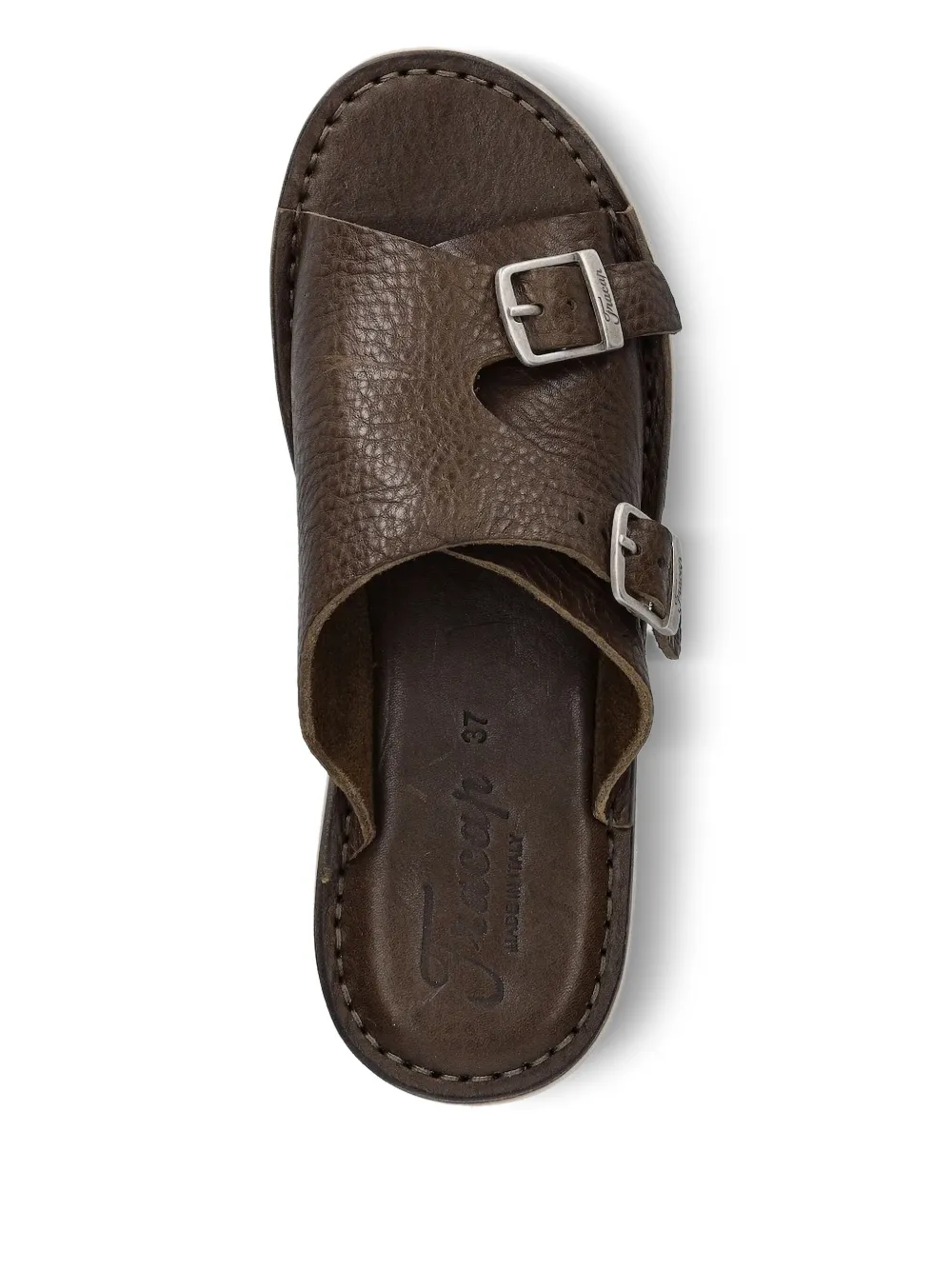 Fracap Leren sandalen met dubbele gesp Bruin