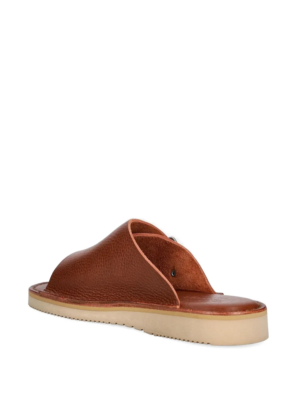 Fracap buckle leather slides Brown