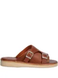 Fracap buckle leather slides - Brown