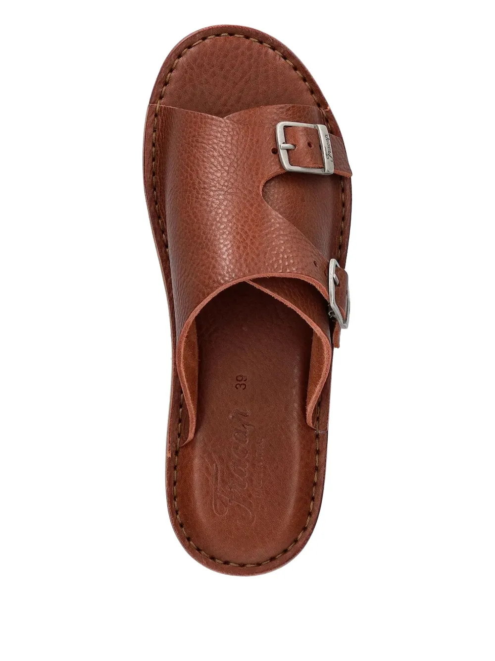 Fracap buckle leather slides Brown