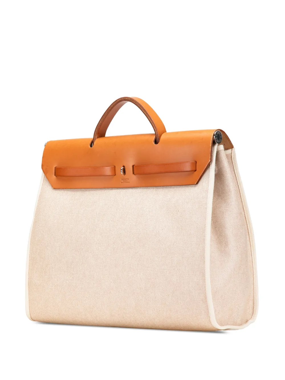 Pre-owned Hermes 1998 Toile Herbag Mm Satchel In Brown