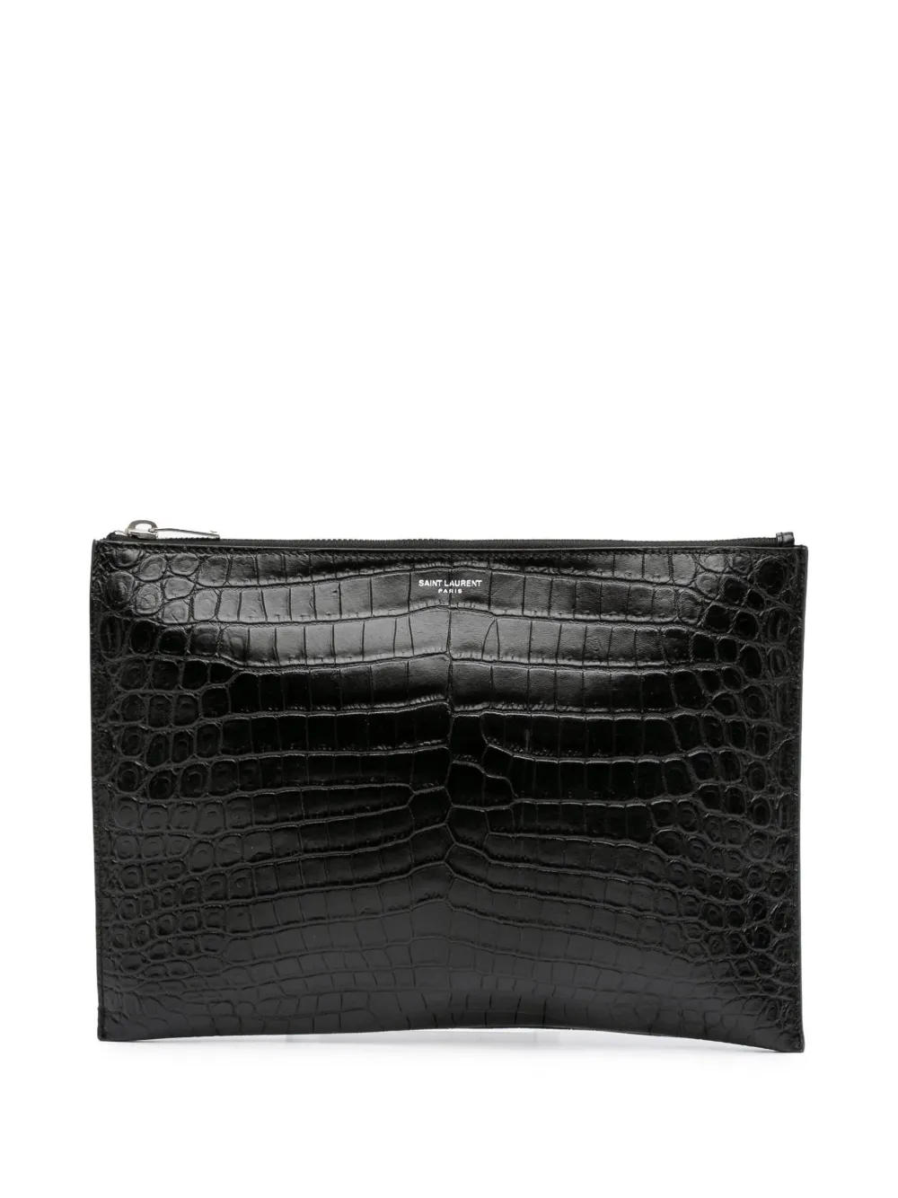 Saint Laurent Pre-Owned 2017 Croc Embossed Leather clutch bag - ブラック Saint Laurent Pre-Owned 2017 Croc Embossed Leather clutch bag - ブラック
