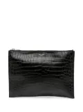 Saint Laurent Pre-Owned 2017 Croc Embossed Leather clutch bag - Black