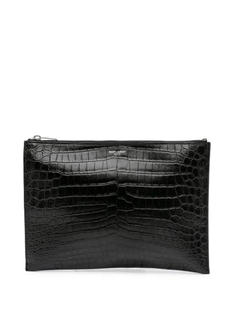 Saint Laurent Pre-Owned 2017 Croc Embossed Leather clutch bag